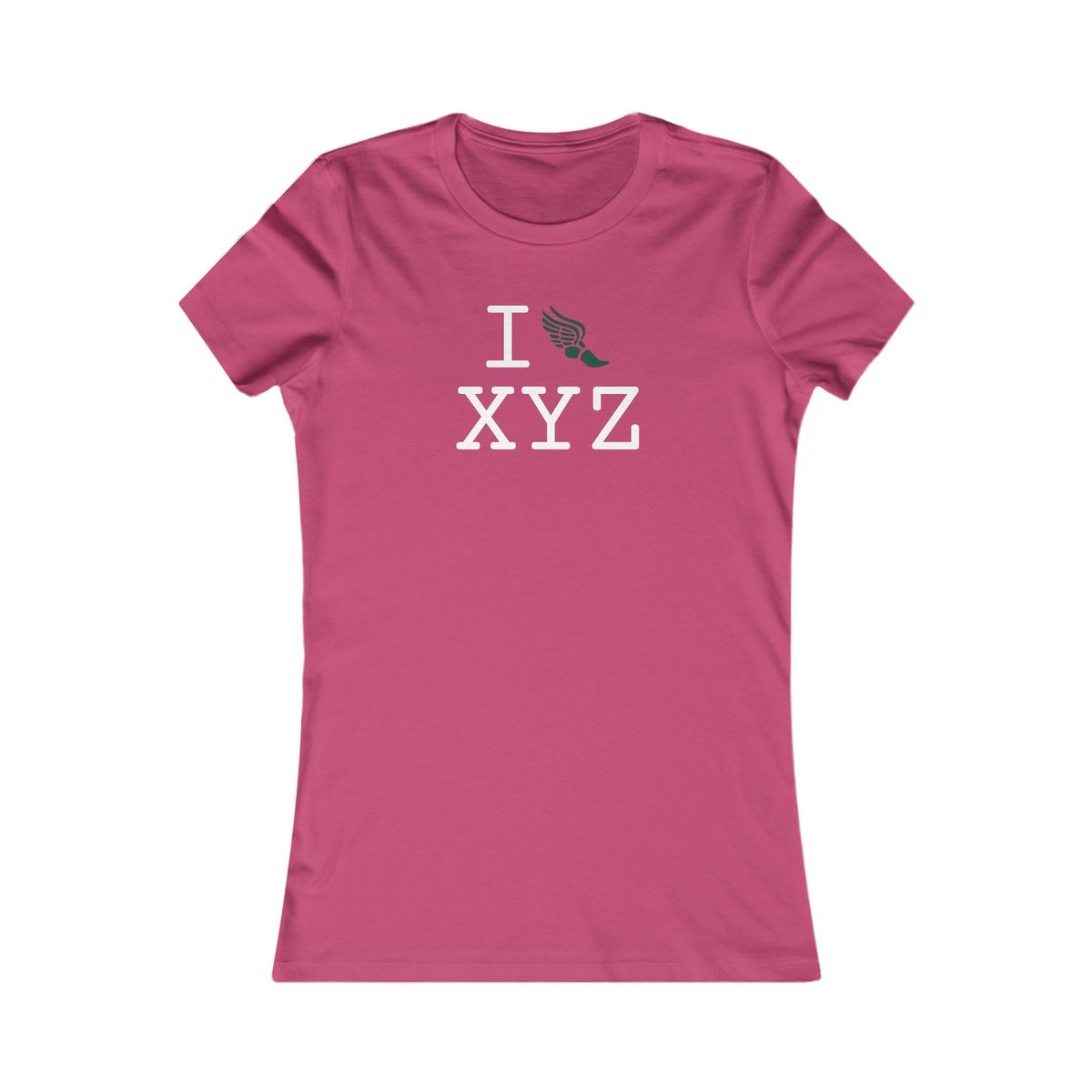 I Run women's T, dark green logo