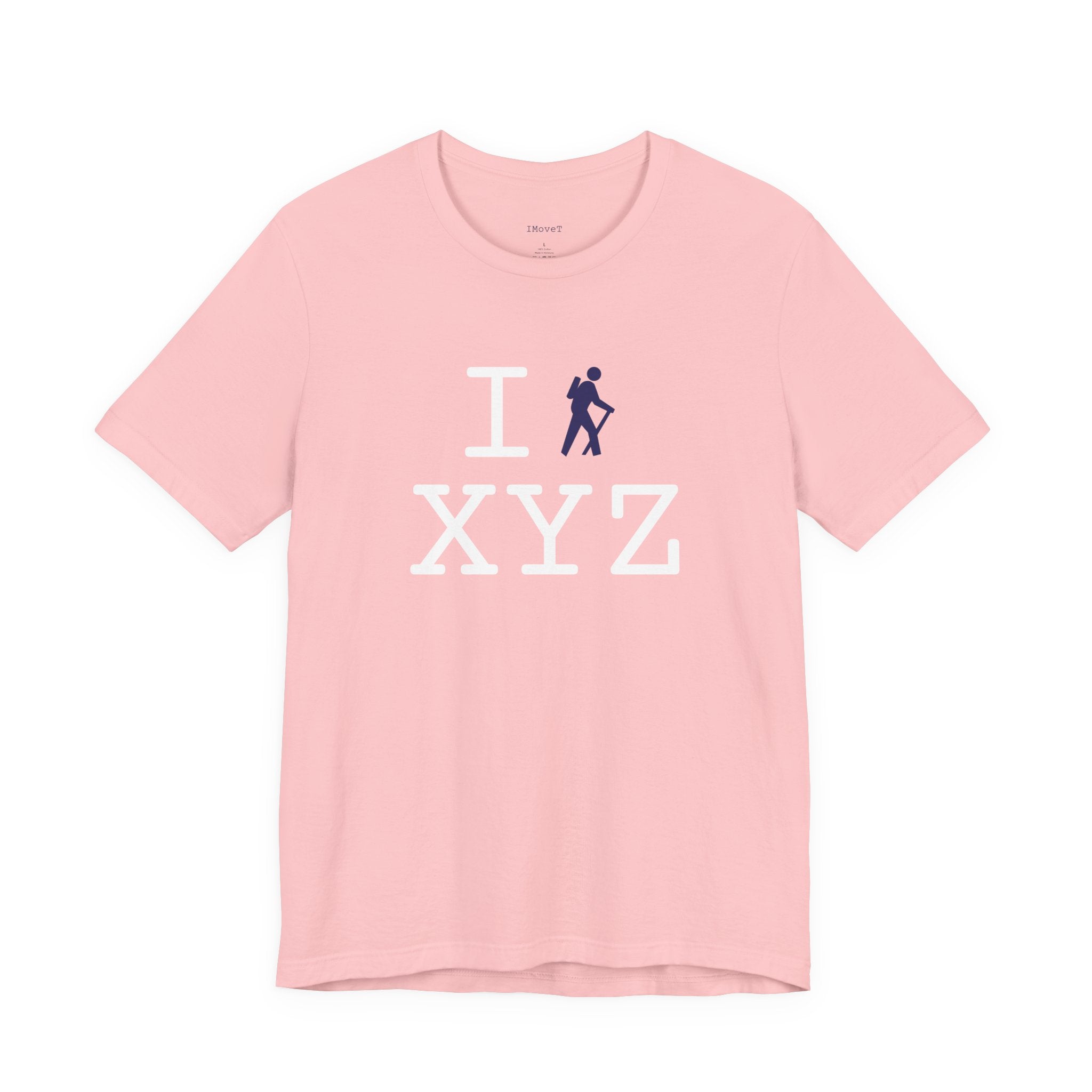 I Hike ___ unisex T, navy hiker