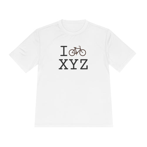 I Bike athletic T, brown bike