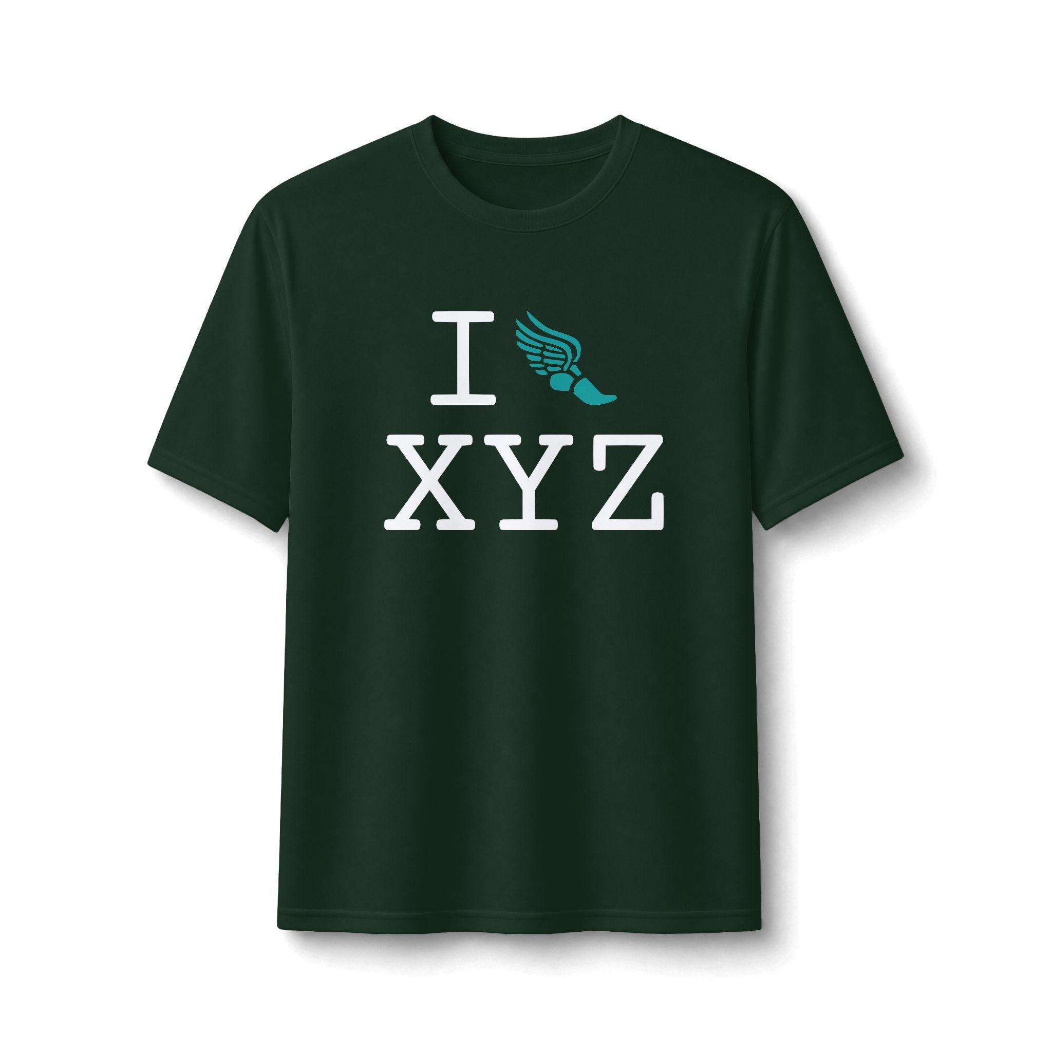 I Run ___ athletic T, teal logo