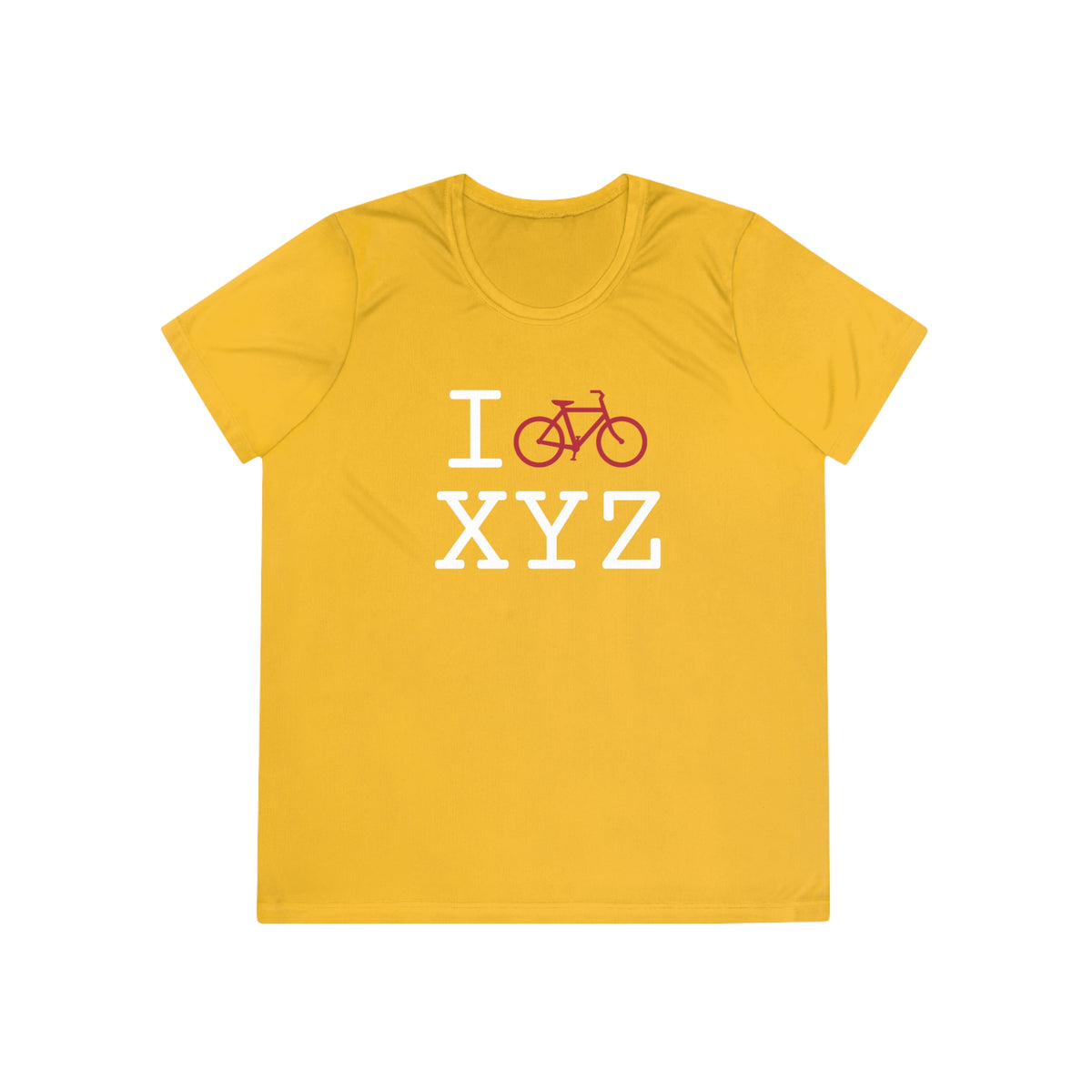 I Bike women's athletic T, crimson bike