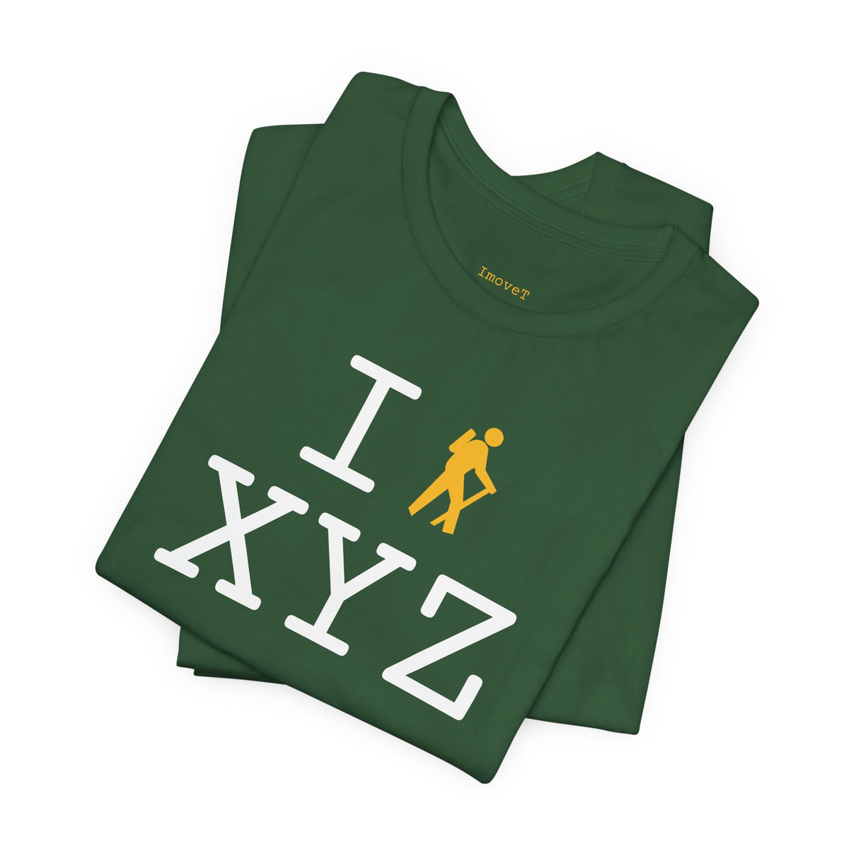 I Hike unisex T, yellow hiker