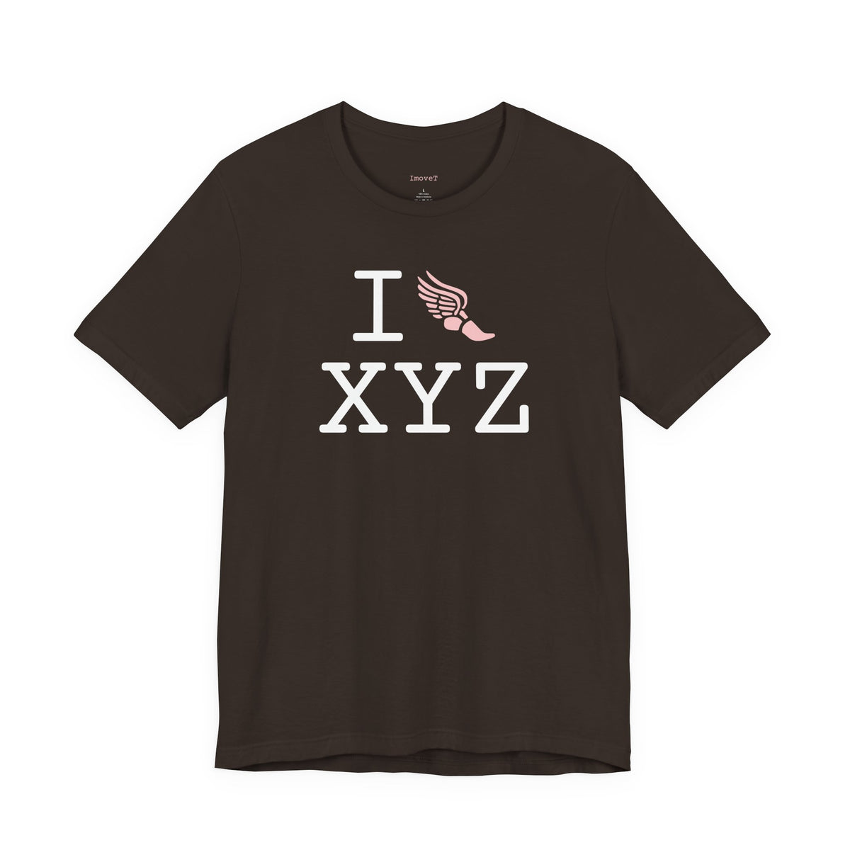 I Run unisex T, pink logo