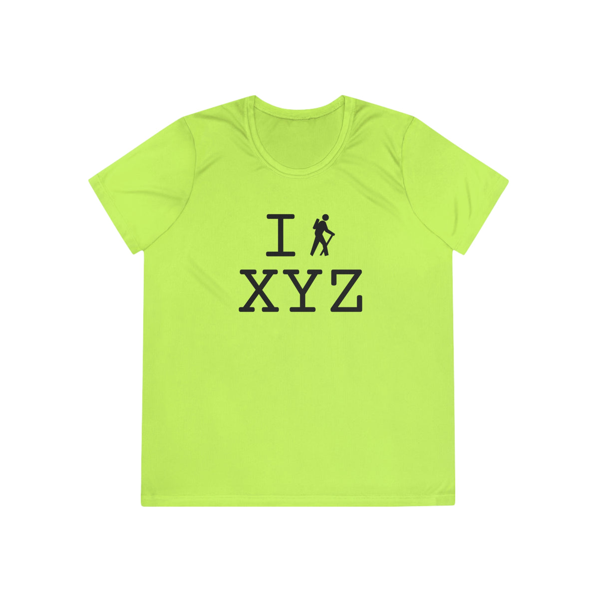 I Hike women's athletic T, black hiker