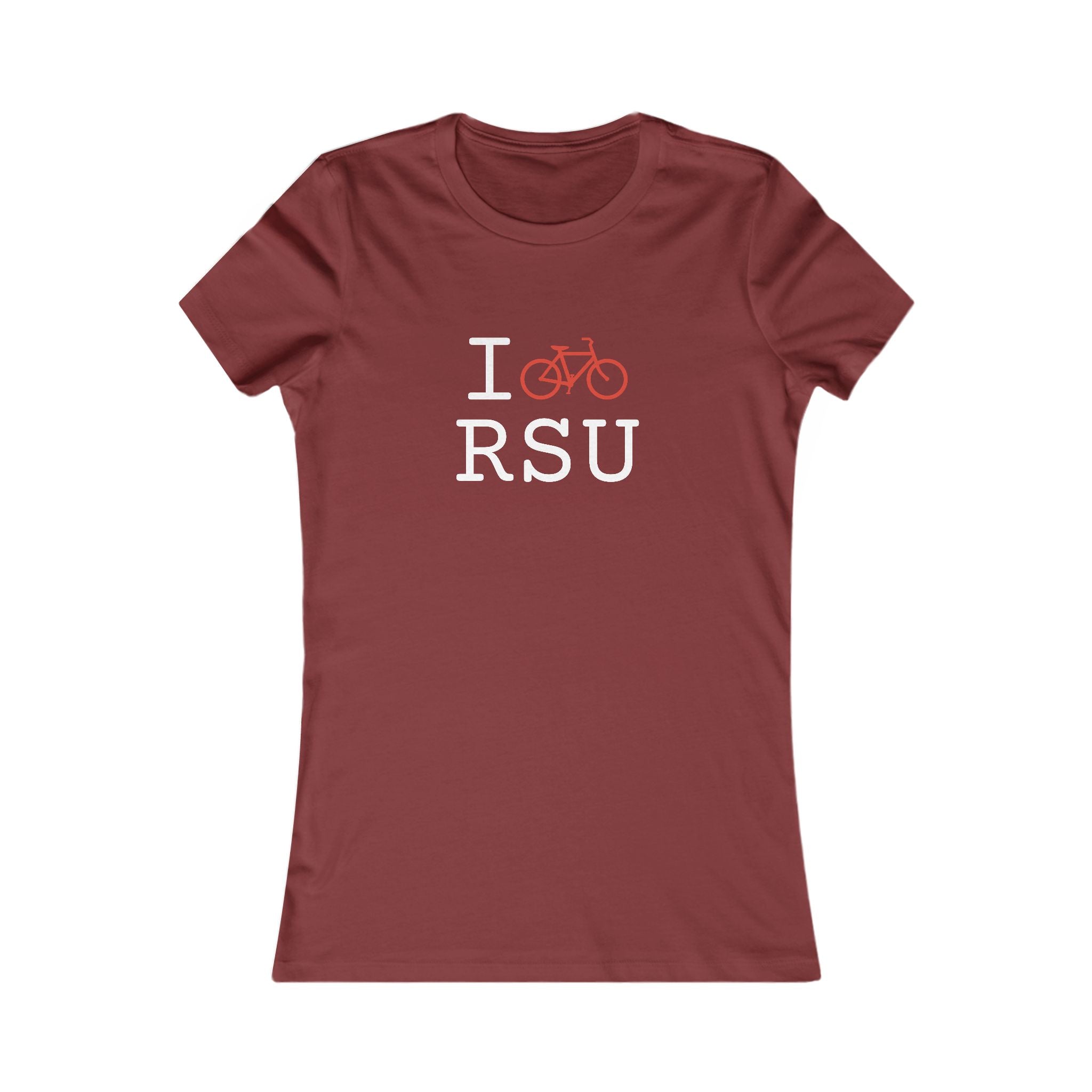 "I Bike ___" women's T, red bike