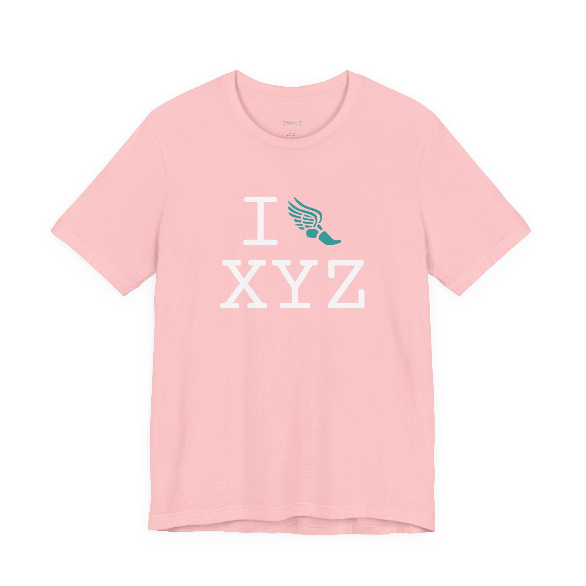 I Run ___ unisex T, teal logo