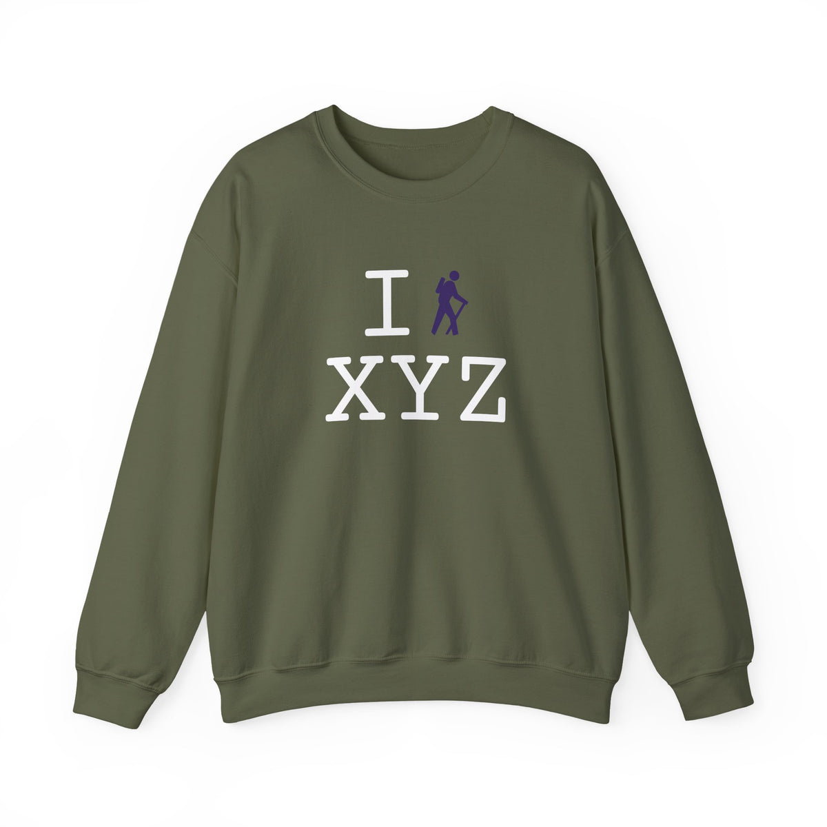 I Hike sweatshirt, purple hiker
