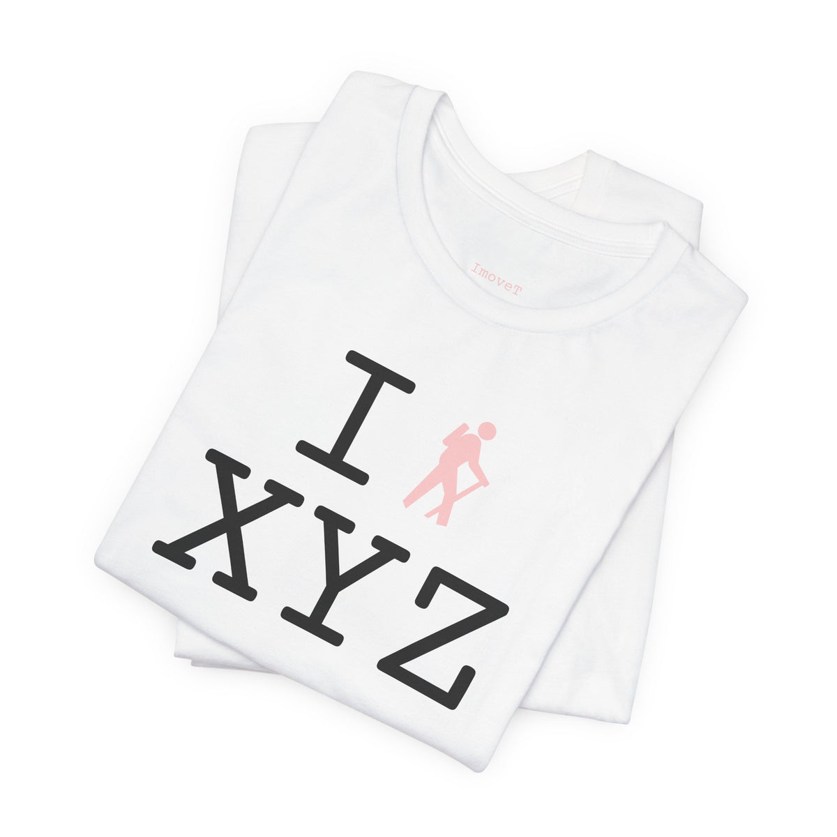 I Hike unisex T, pink hiker