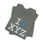 I Hike unisex T, light blue hiker