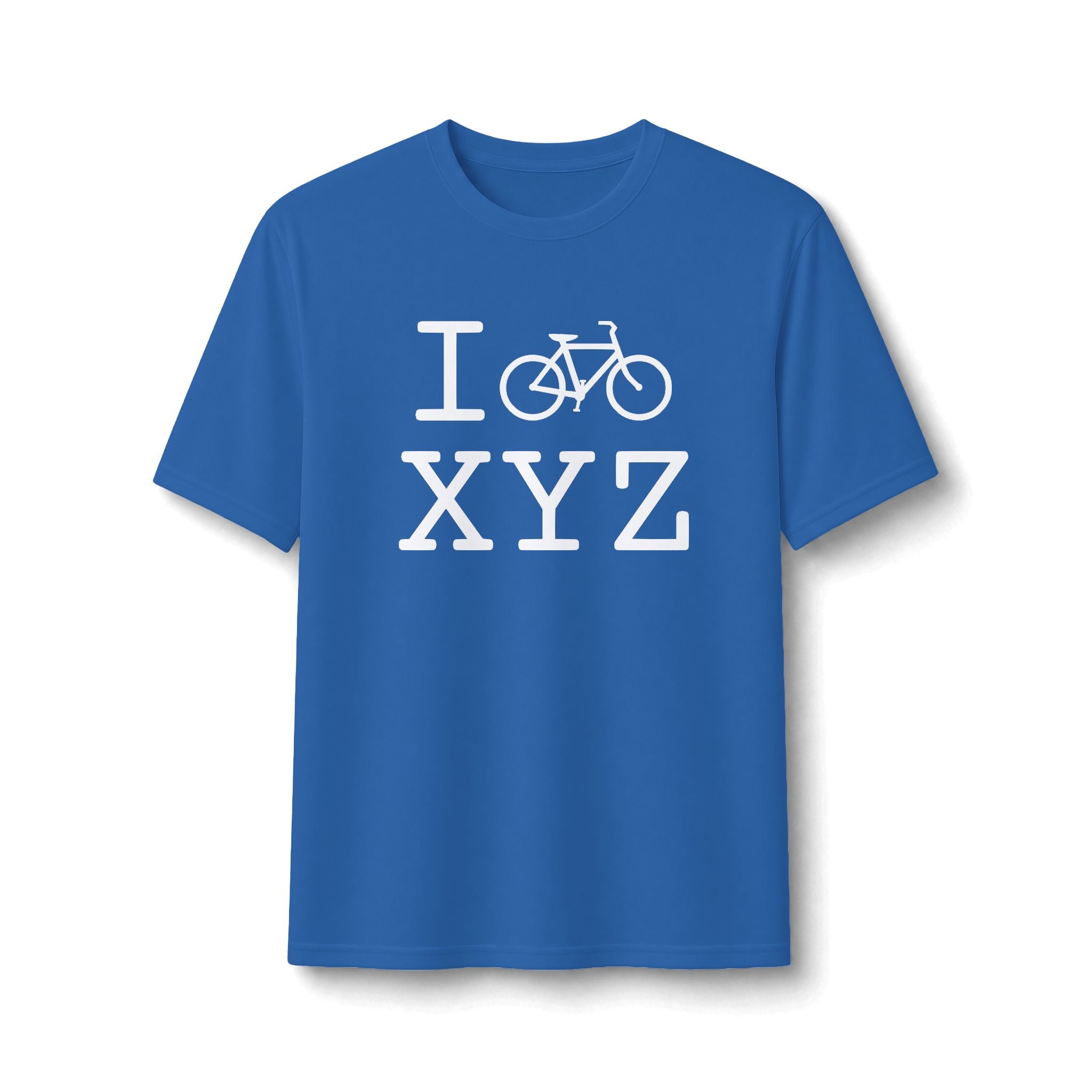 "I Bike ___" athletic T, white bike