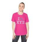 I Run women's athletic T, teal logo