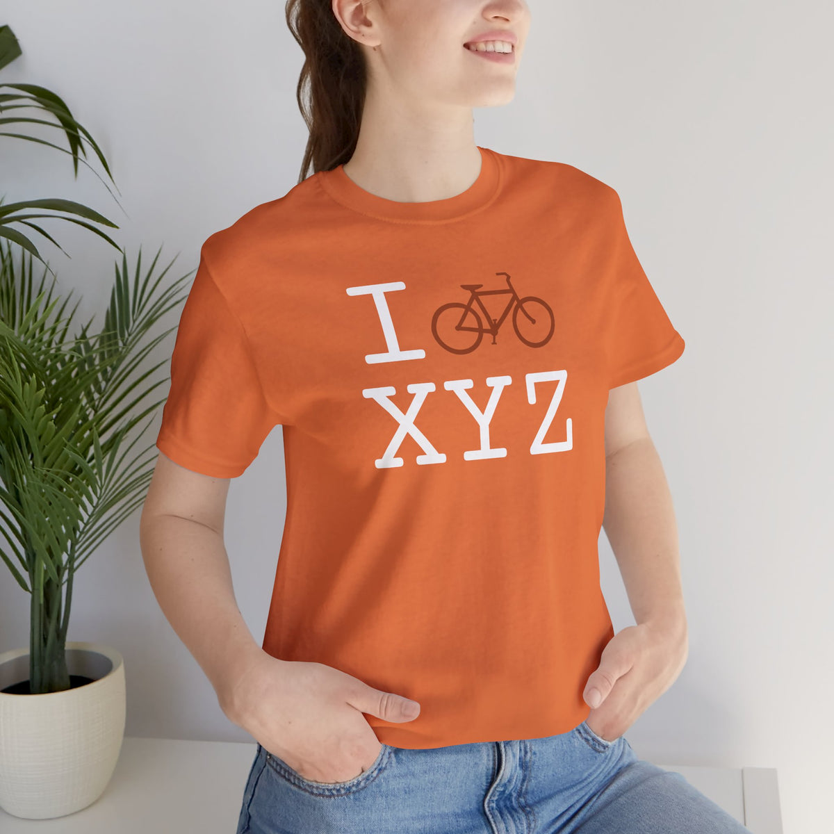 I Bike unisex T, dark orange bike