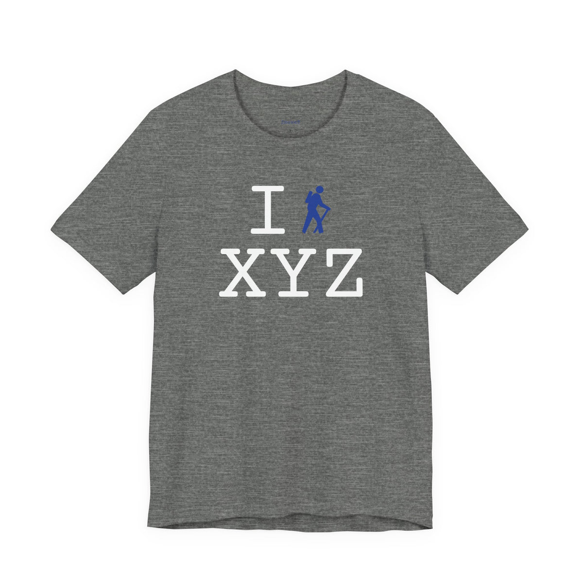 I Hike unisex T, blue hiker