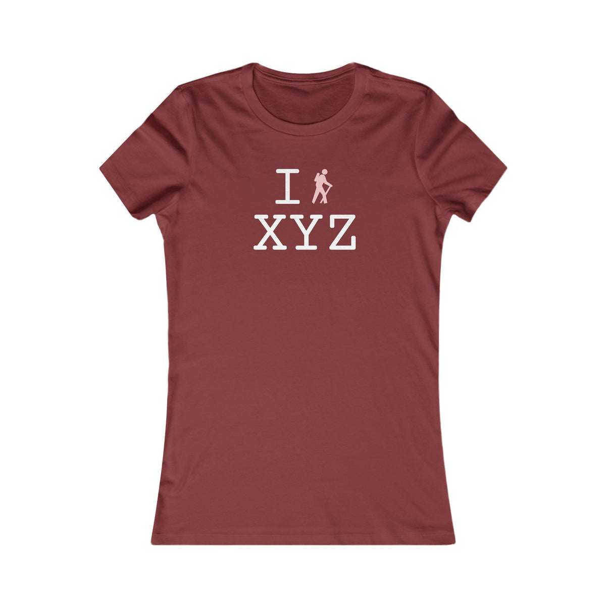 I Hike women's T, pink hiker