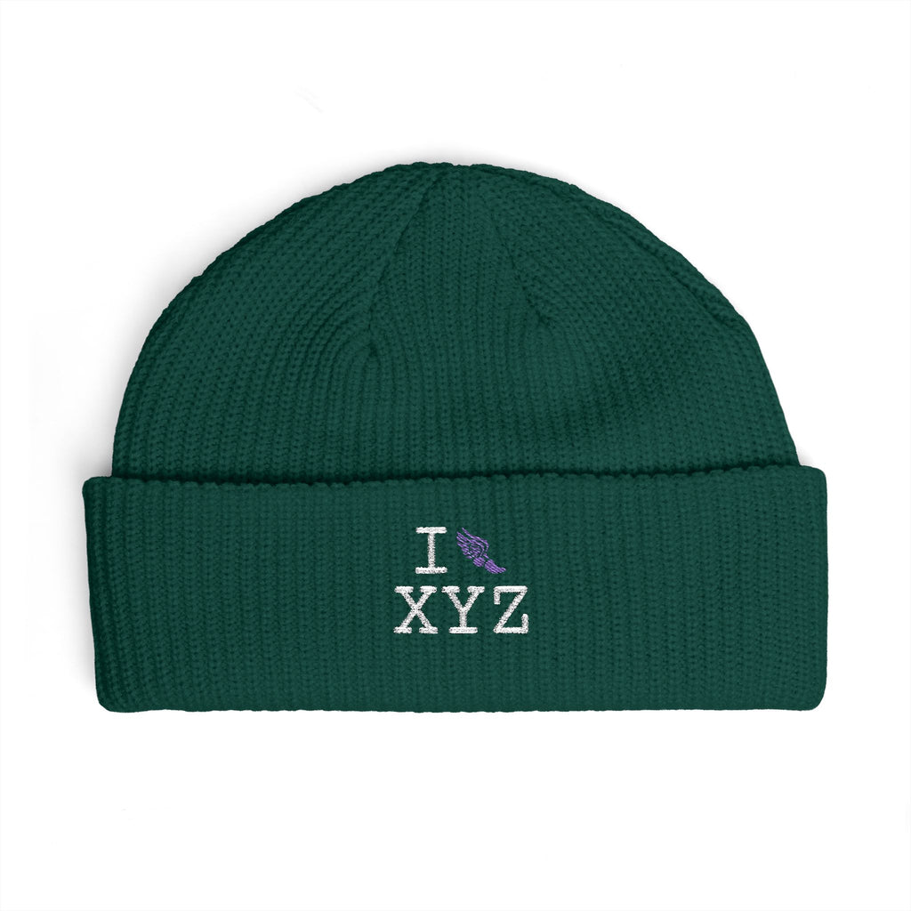 I Run beanie, purple logo
