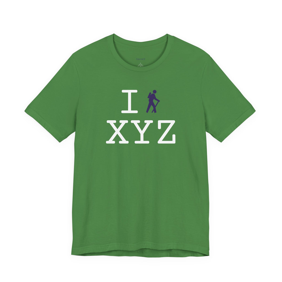 I Hike unisex T, purple hiker