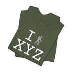 I Hike unisex T, grey hiker