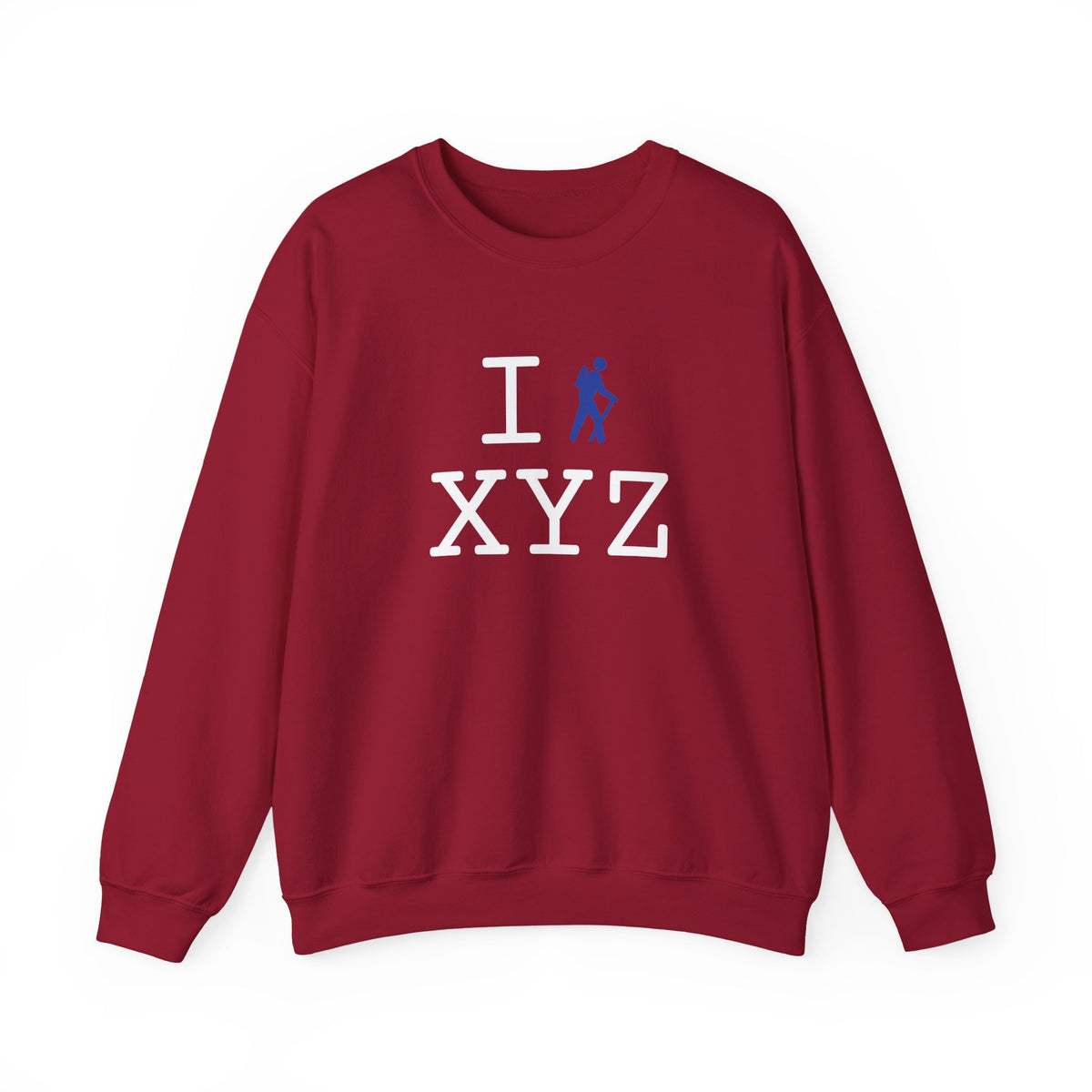 I Hike sweatshirt, blue hiker