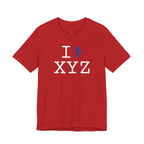 I Hike unisex T, blue hiker