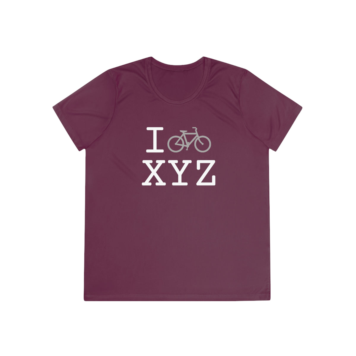 I Bike women's athletic T, grey bike