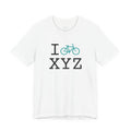 I Bike ___ unisex T, teal bike