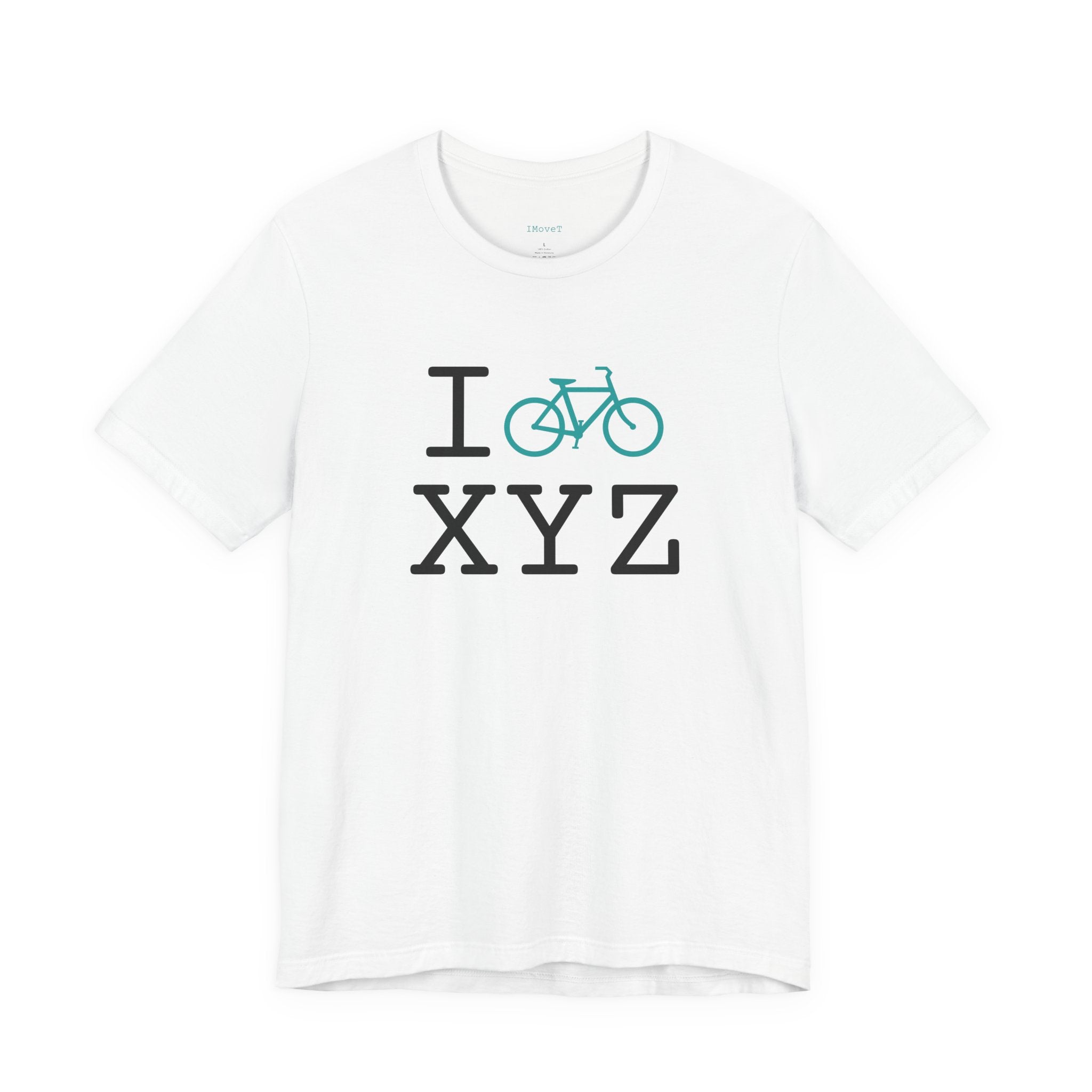I Bike ___ unisex T, teal bike