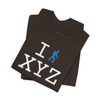I Hike unisex T, light blue hiker