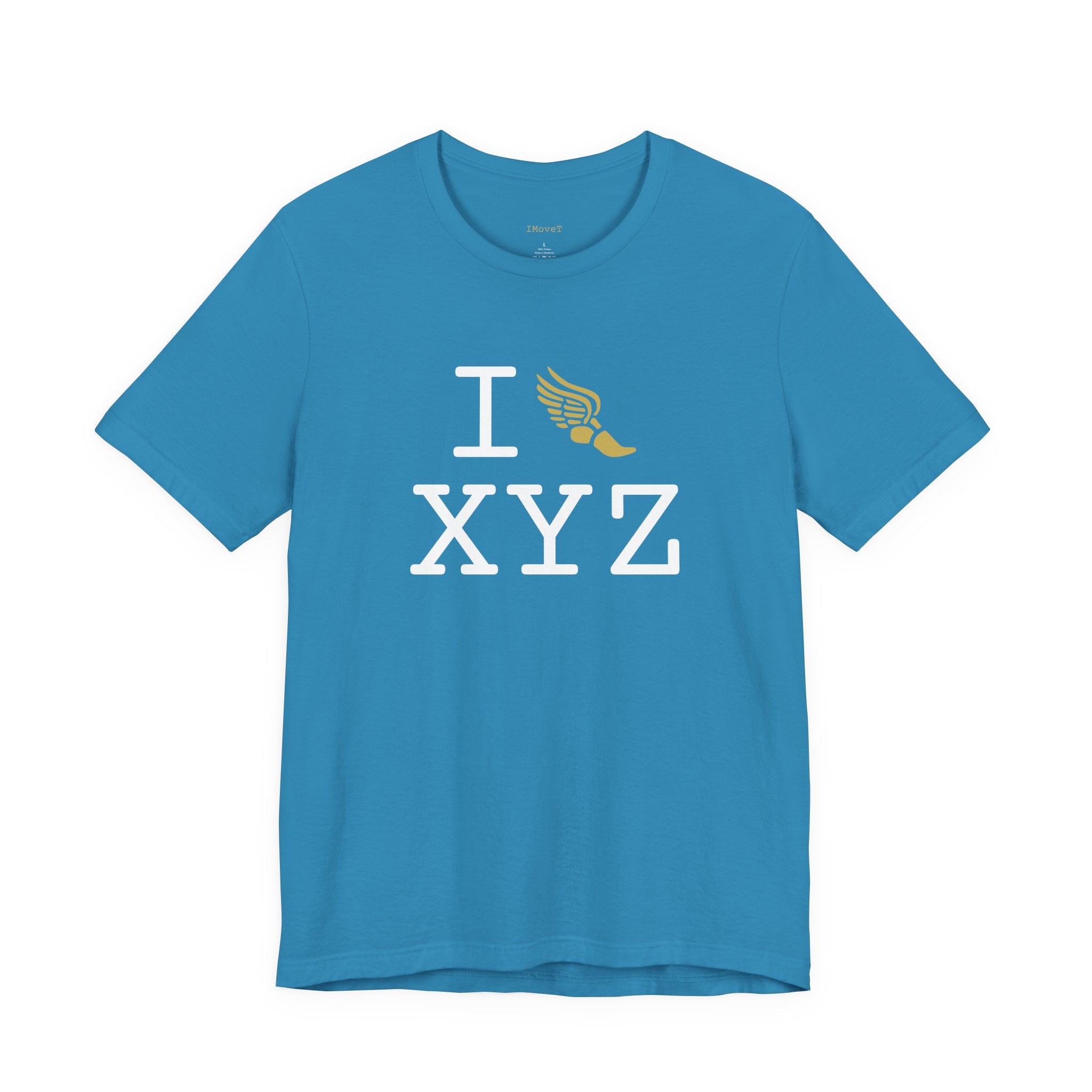 I Run ___ unisex T, gold logo