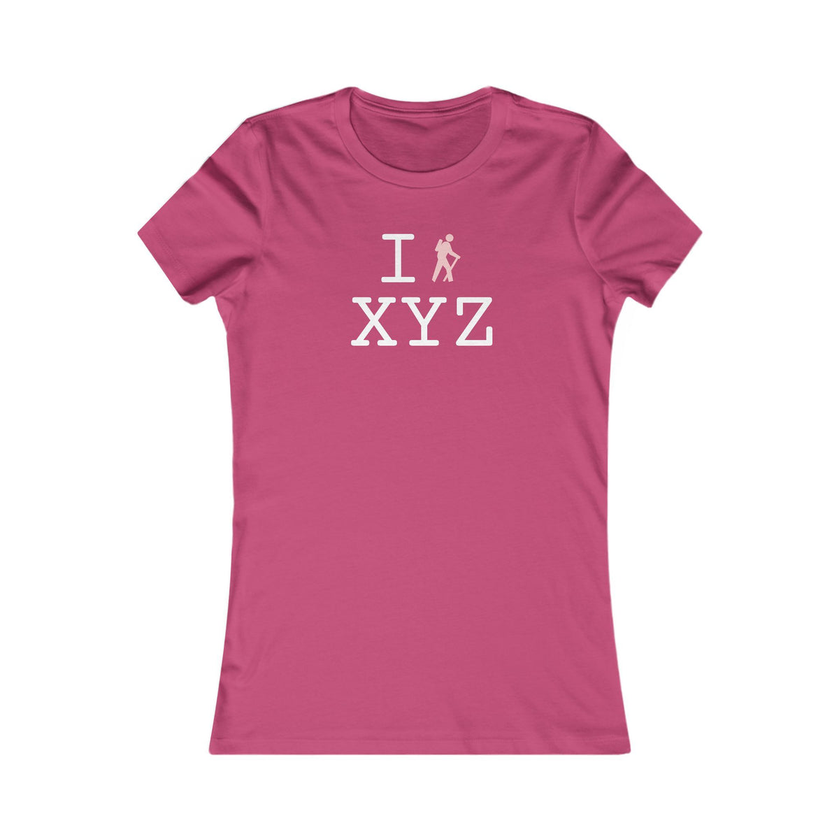 I Hike women's T, pink hiker