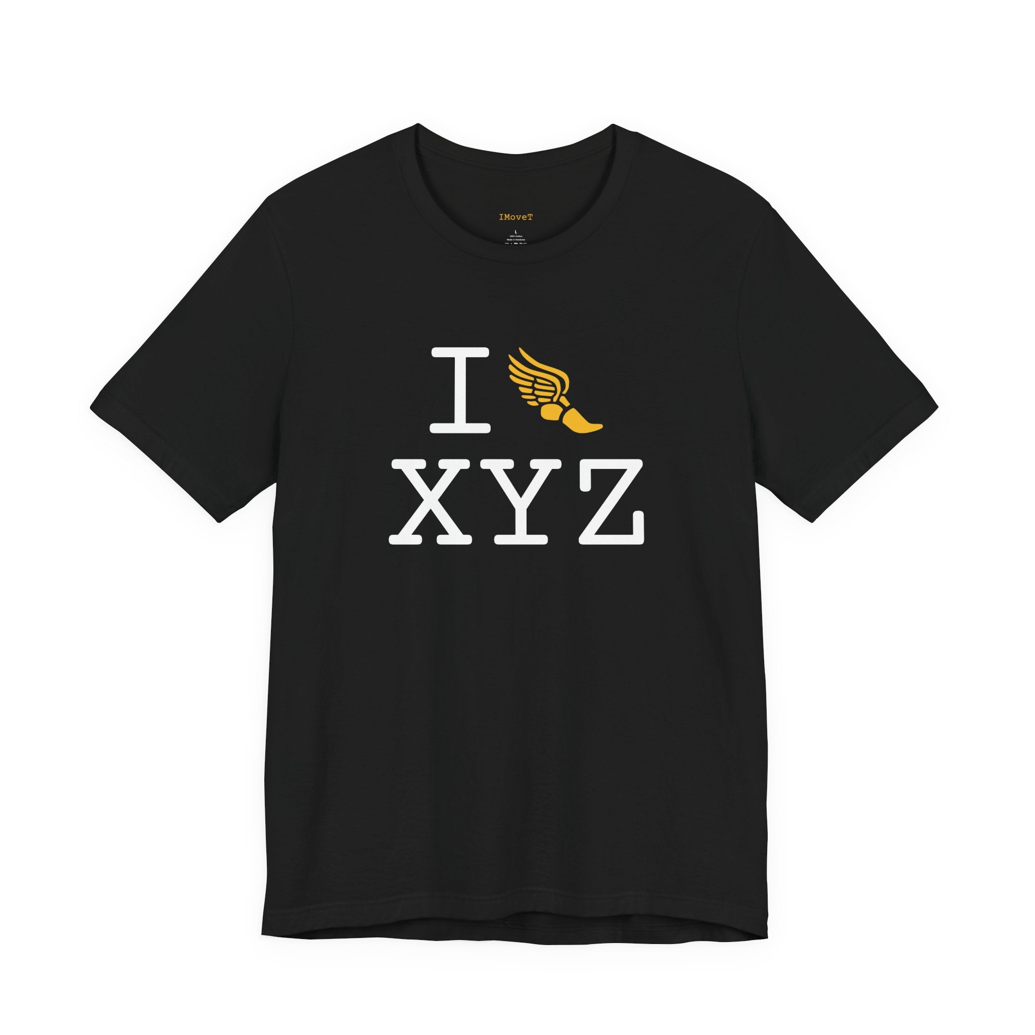 I Run ___ unisex T, yellow logo