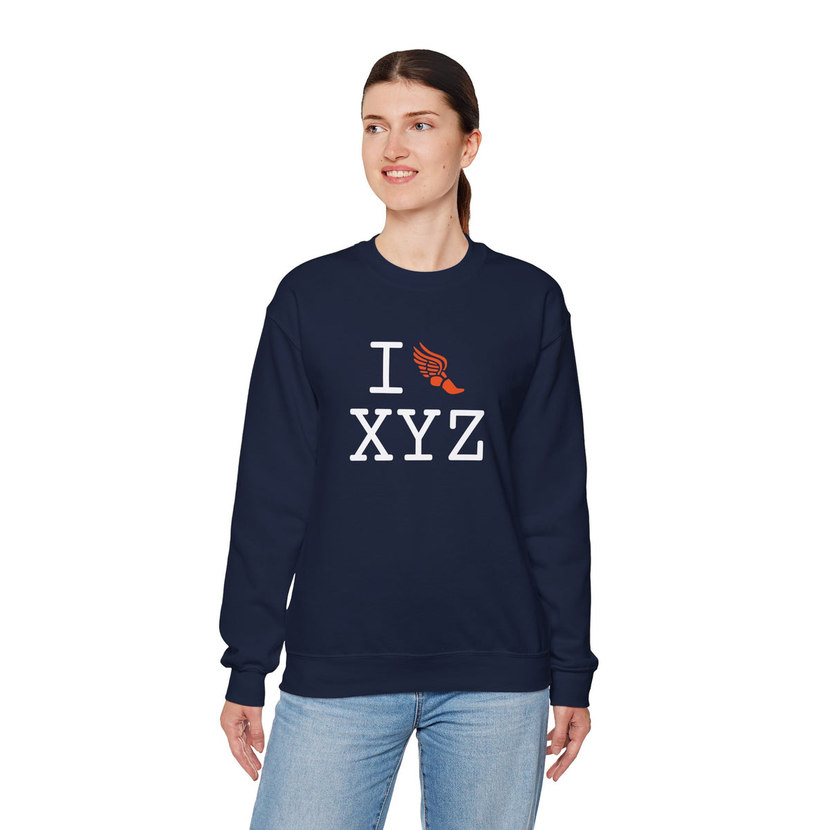 I Run sweatshirt, orange logo