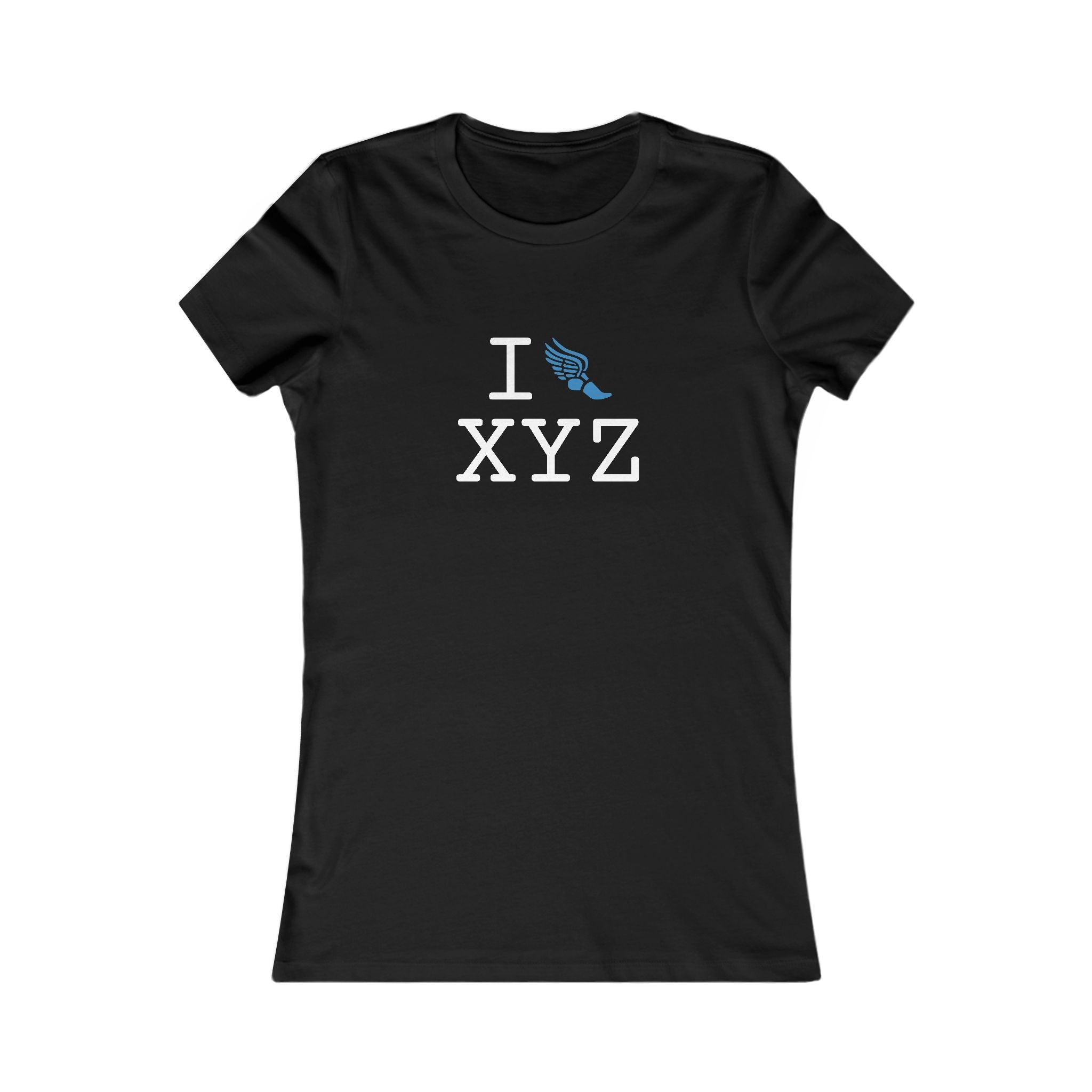 I Run ___ women's T, light blue logo