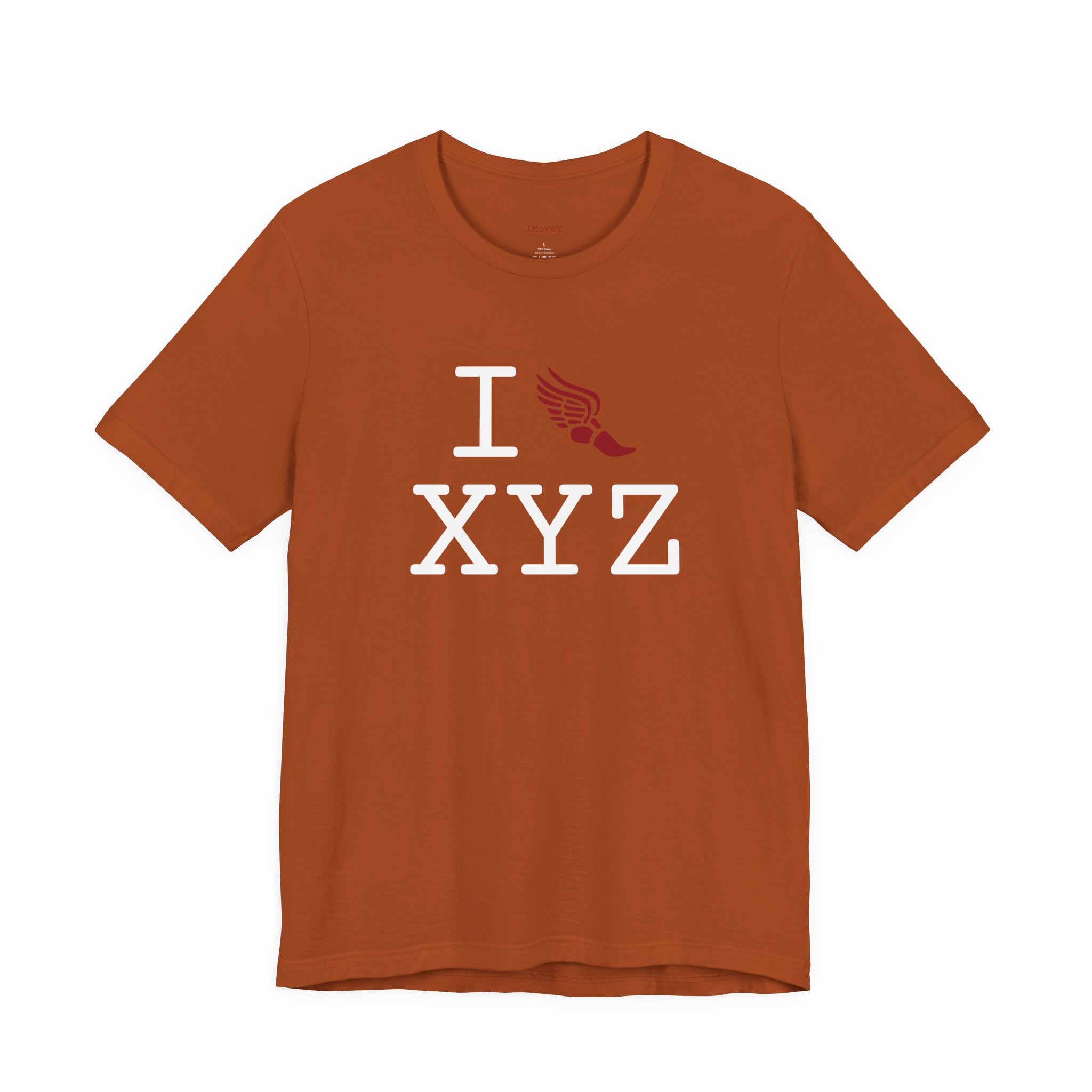 I Run ___ unisex T, crimson logo