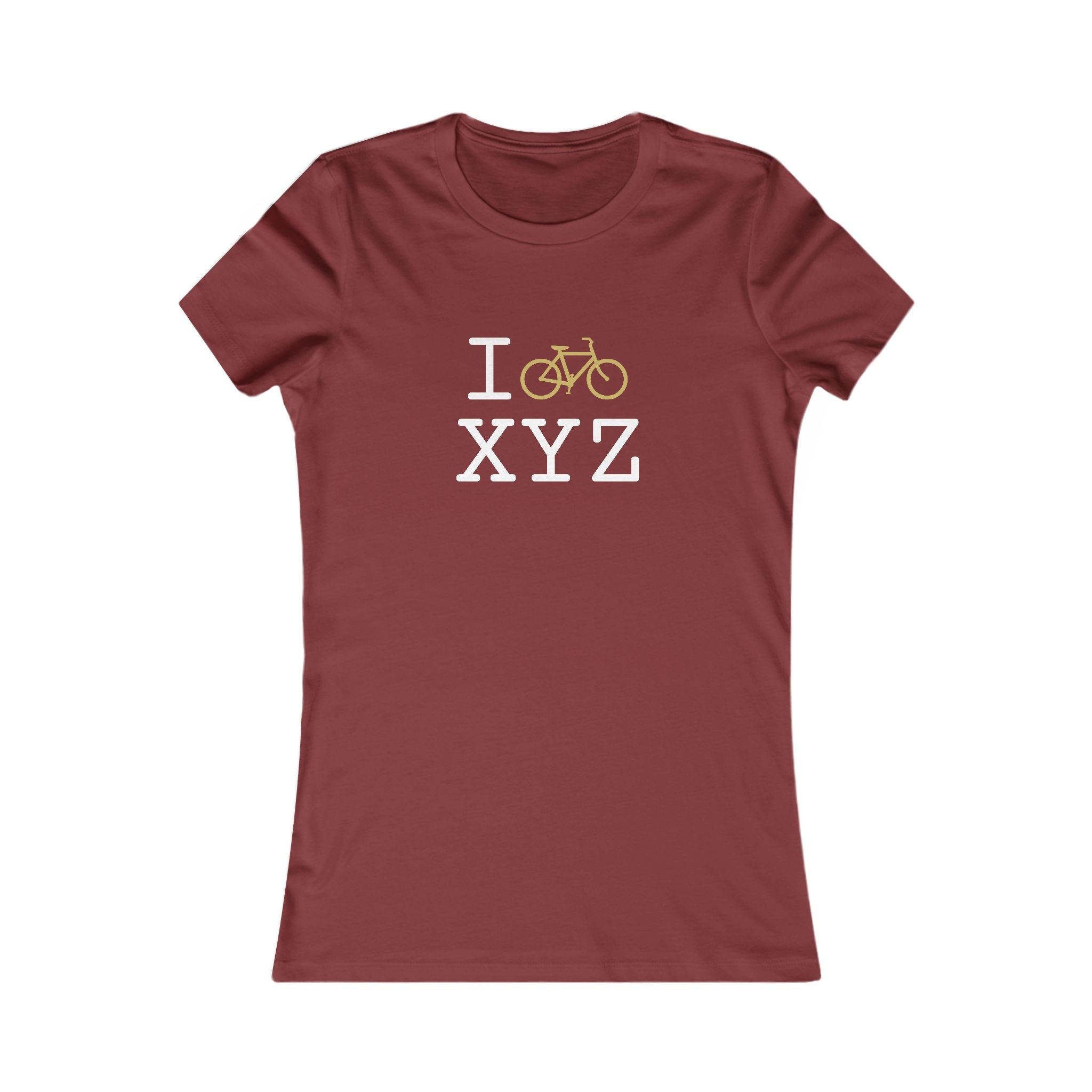 "I Bike ___" women's T, gold bike