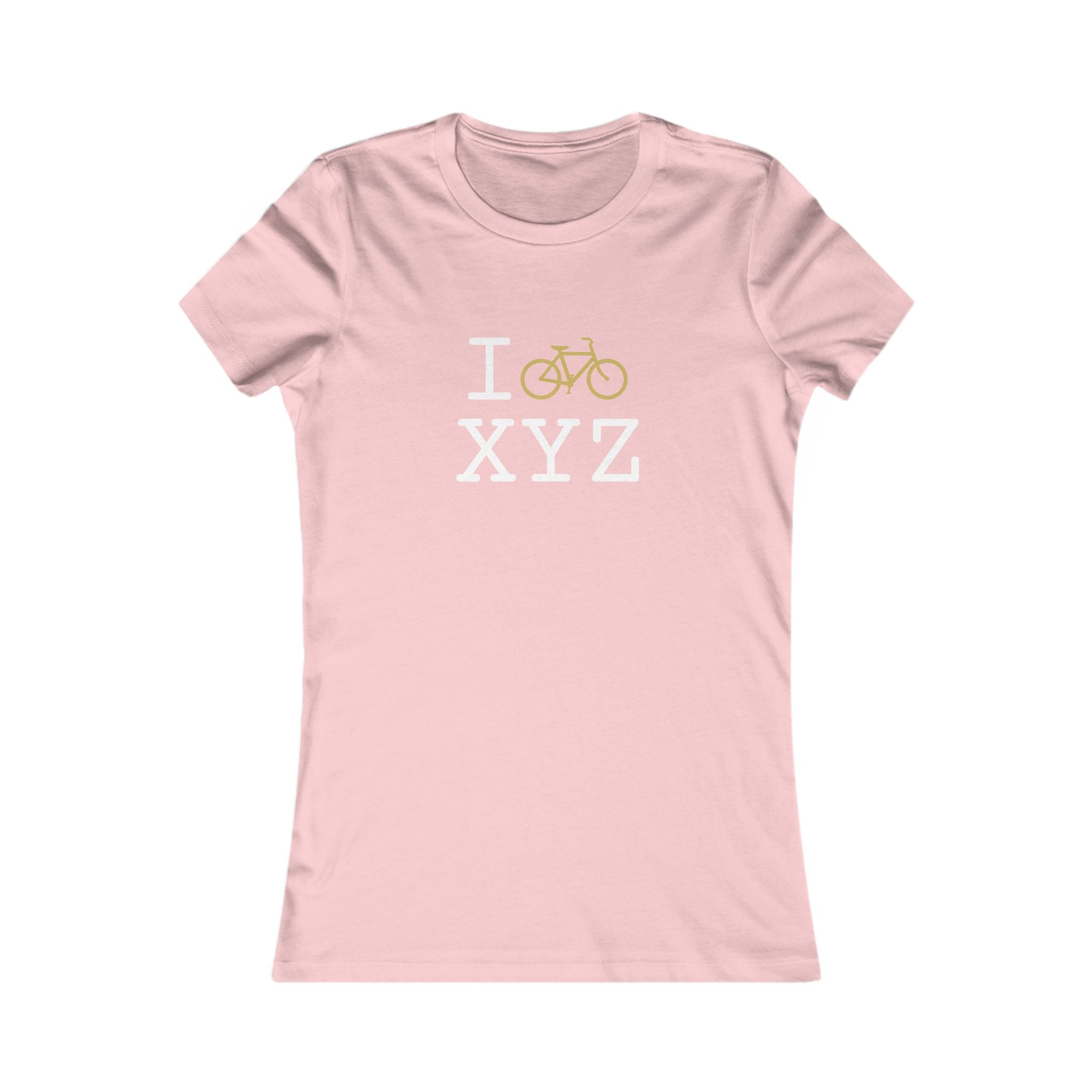 "I Bike ___" women's T, gold bike