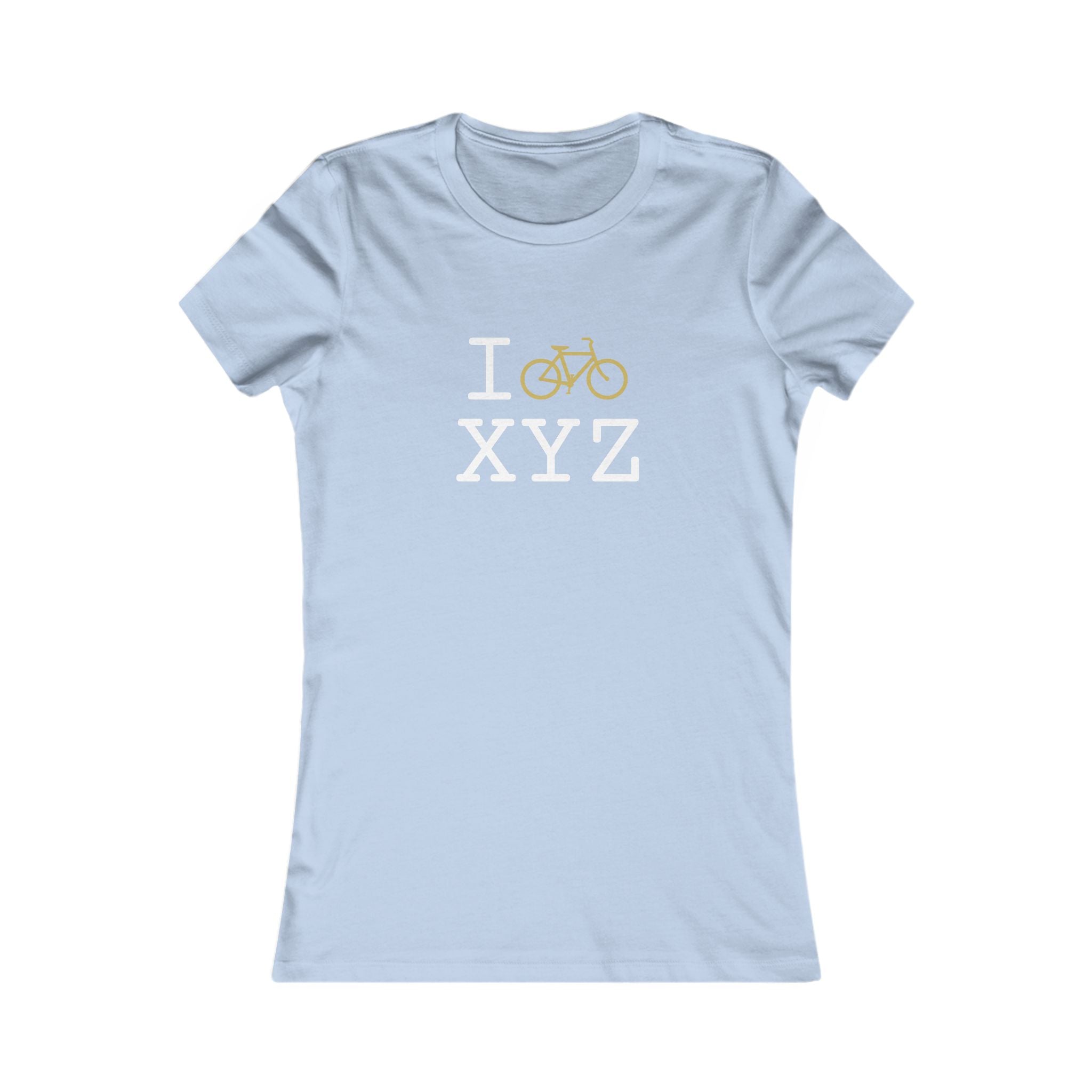 "I Bike ___" women's T, gold bike