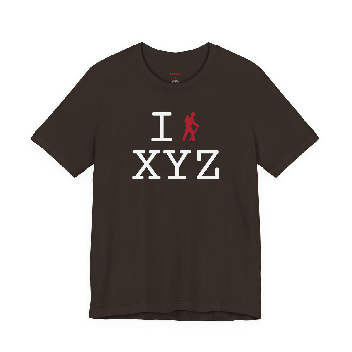 I Hike unisex T, red hiker