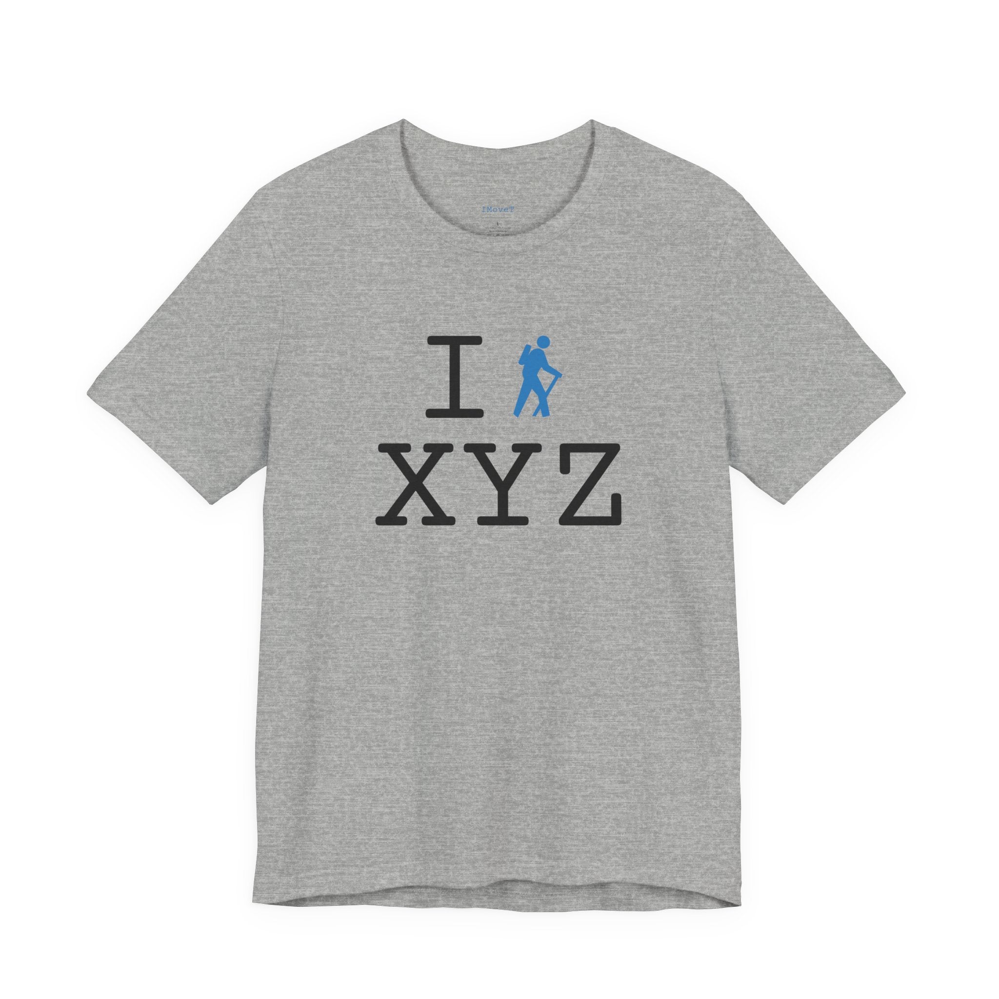 I Hike ___ unisex T, light blue hiker
