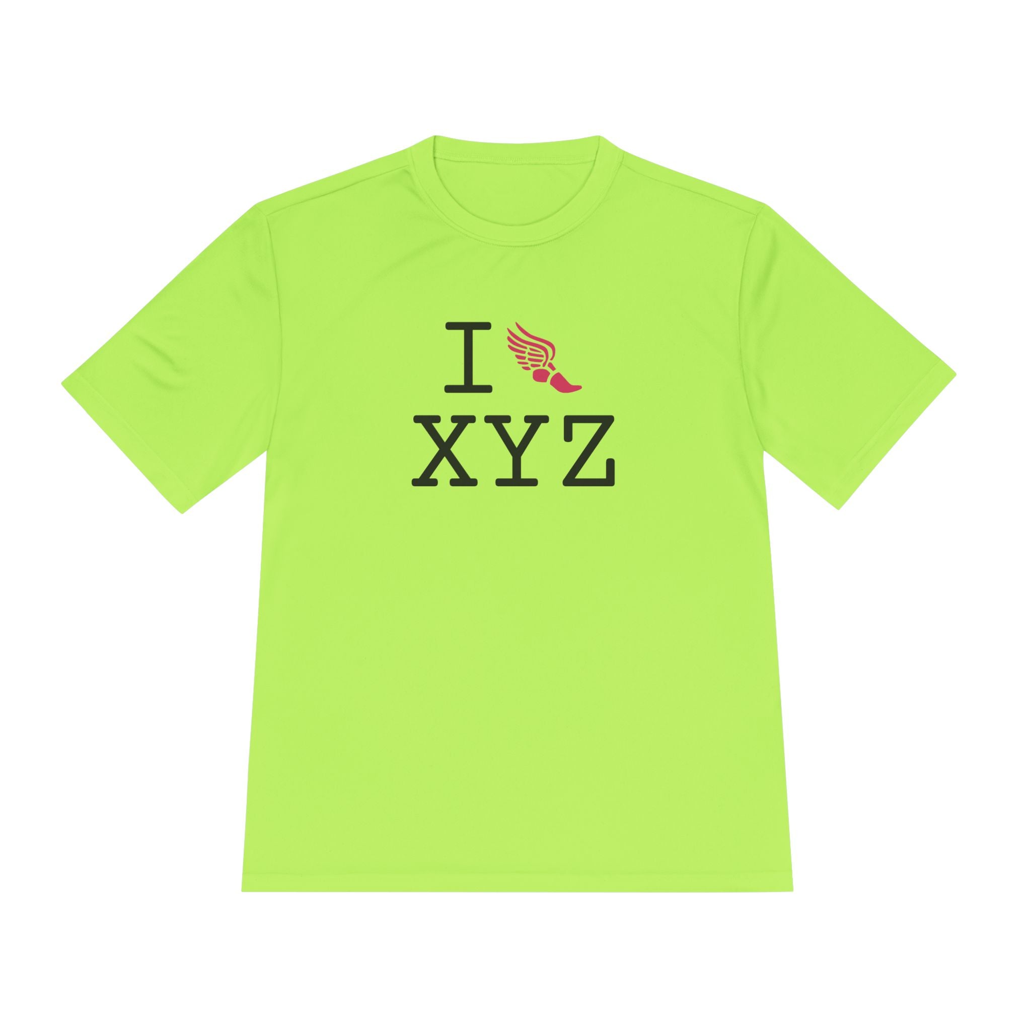 I Run athletic T, hot pink logo