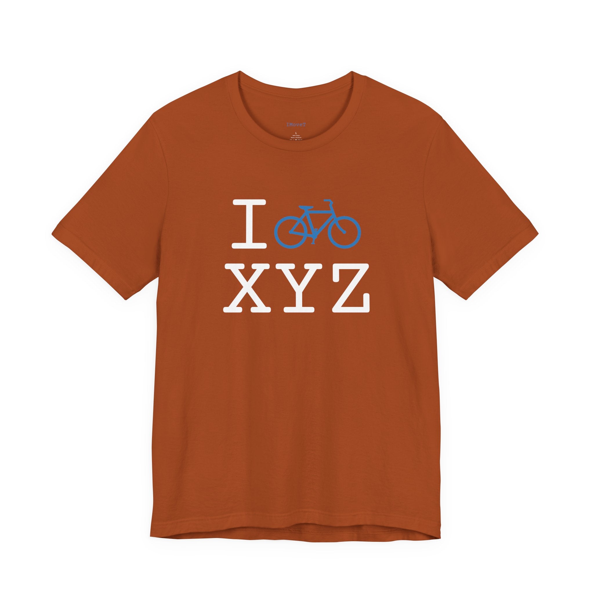 I Bike ___ unisex T, light blue bike