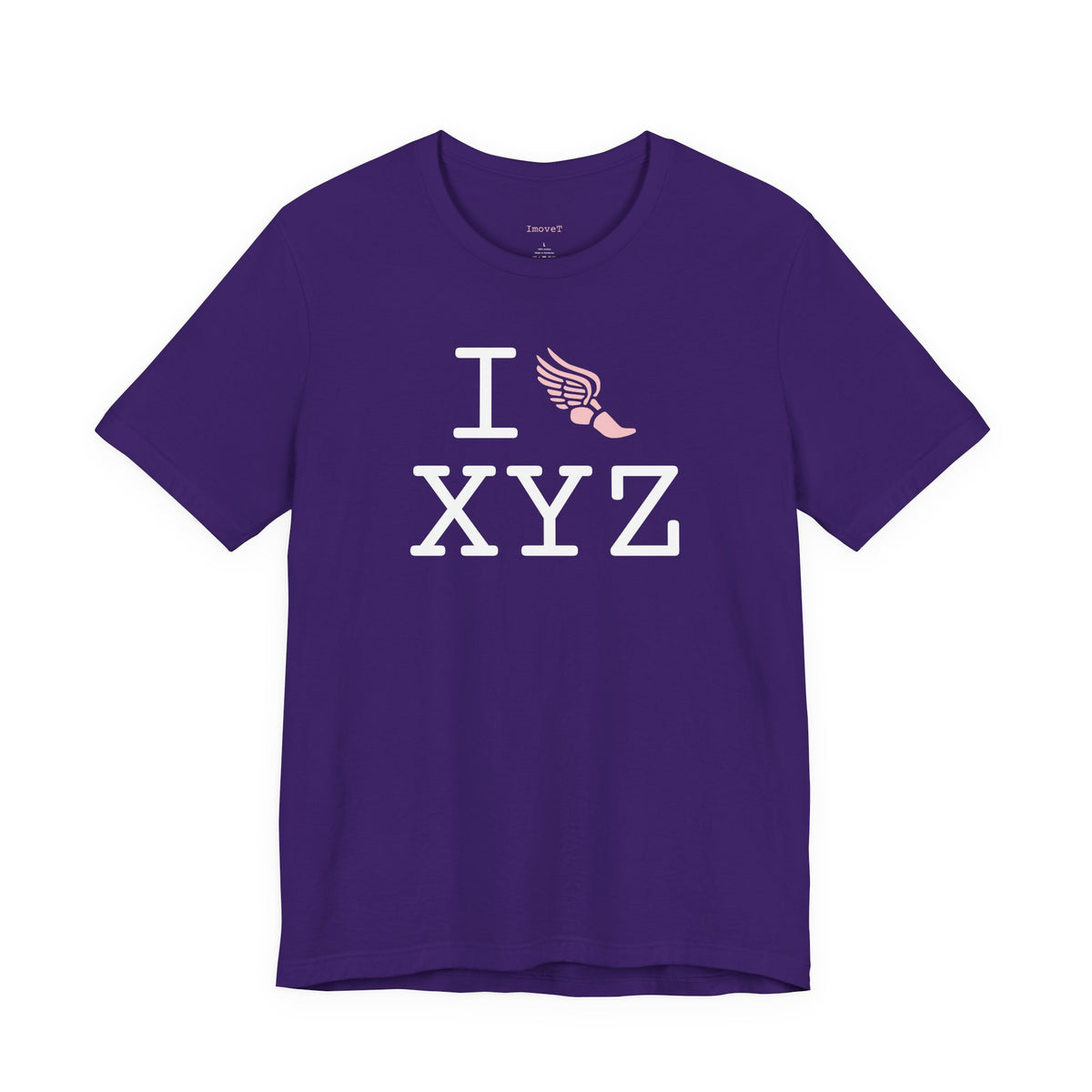 I Run unisex T, pink logo