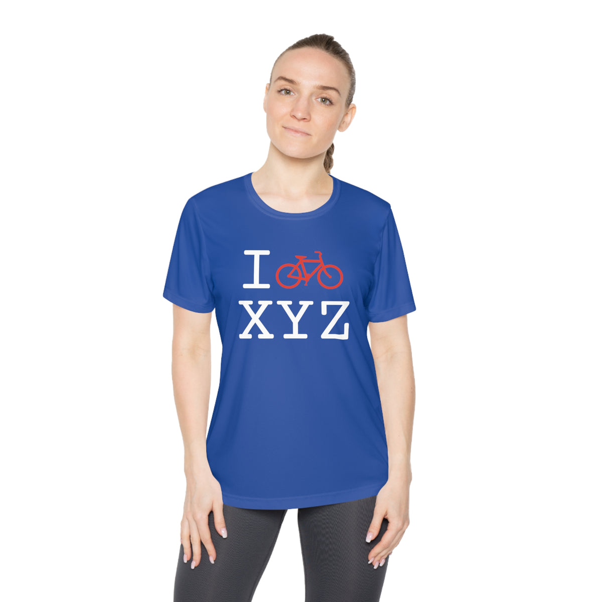 I Bike women's athletic T, red bike