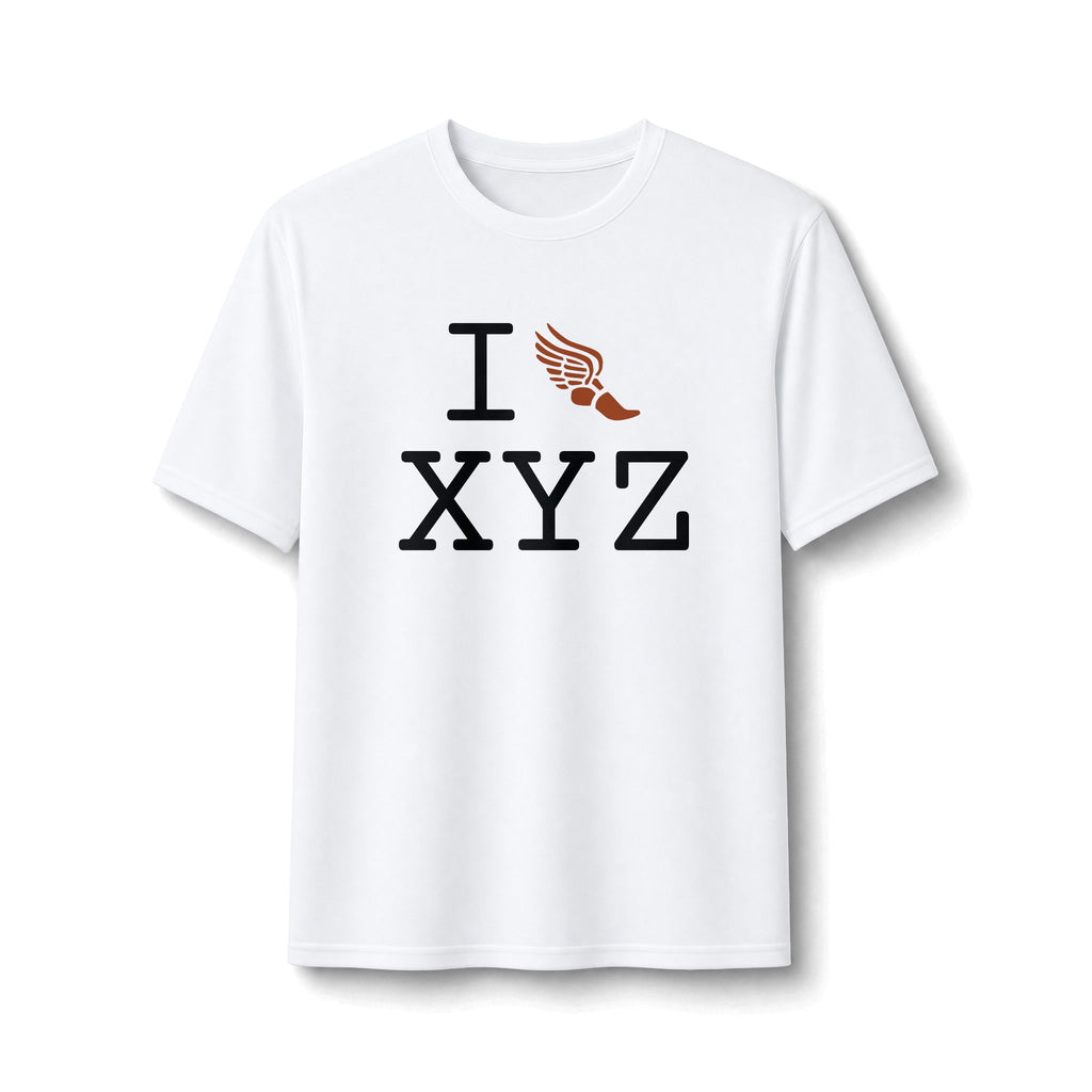 I Run ___ athletic T, autumn logo