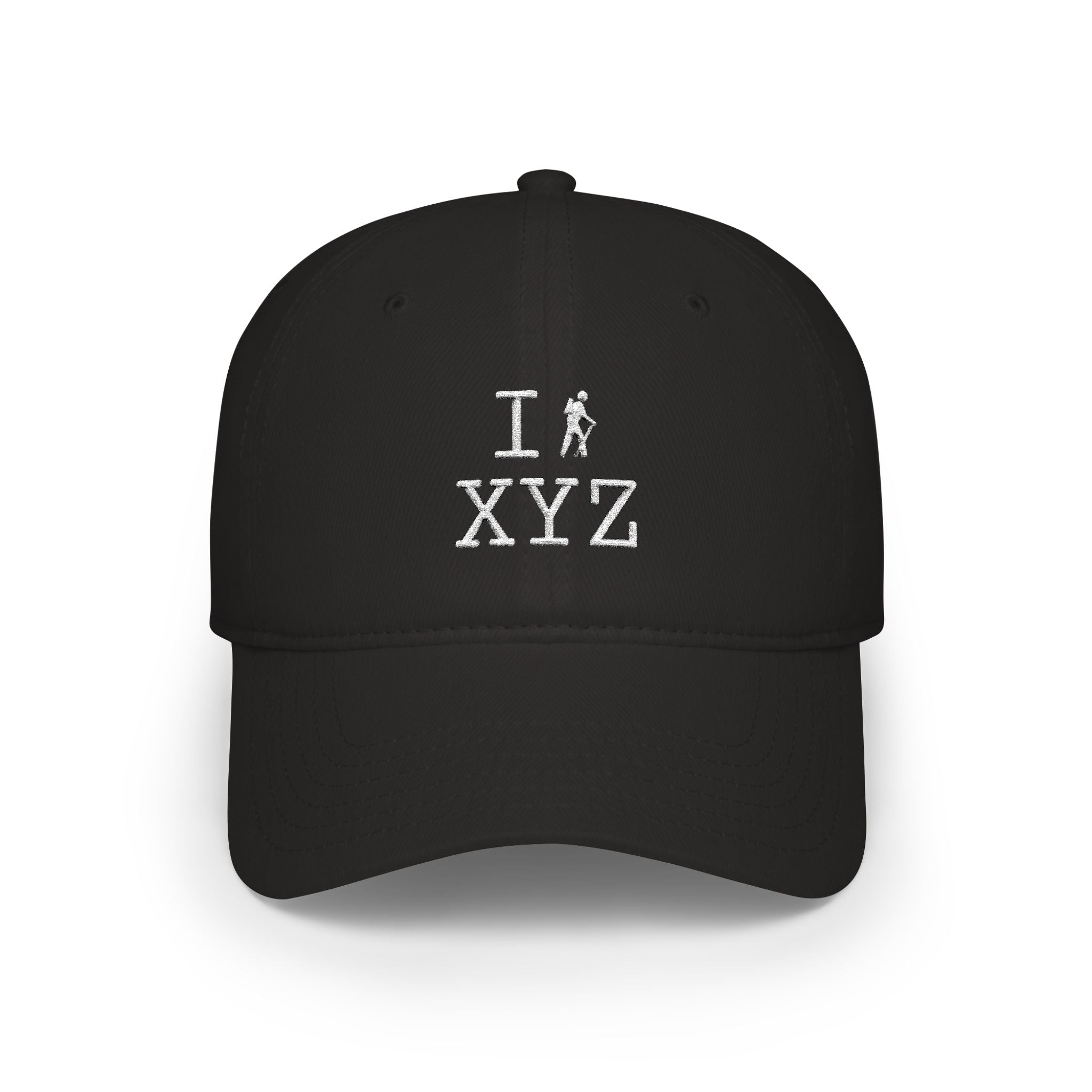 I Hike baseball cap, white hiker