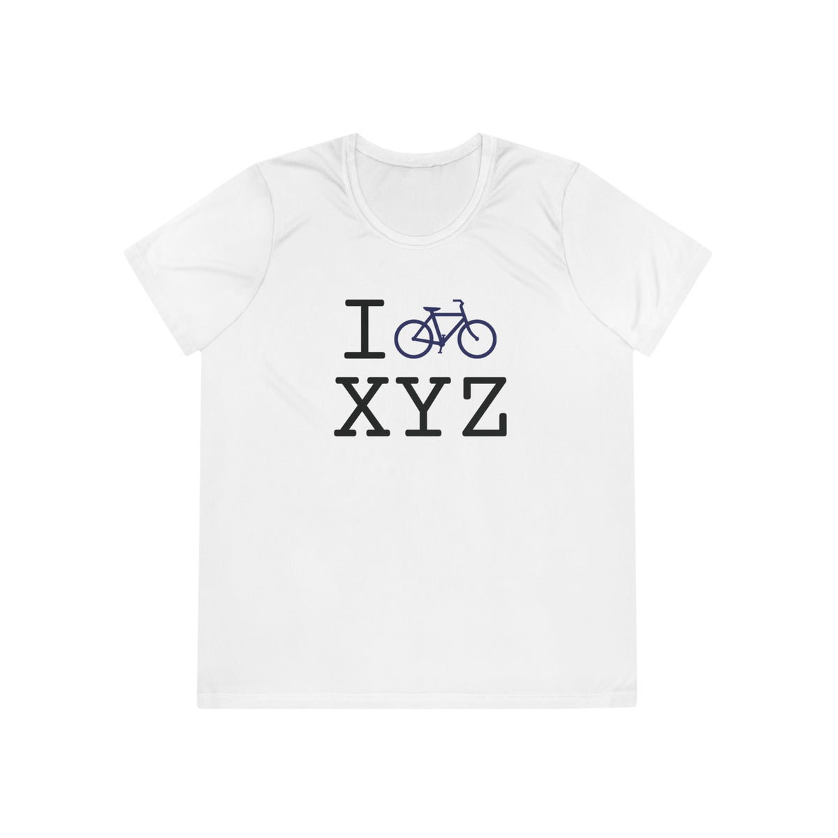 I Bike women's athletic T, navy bike