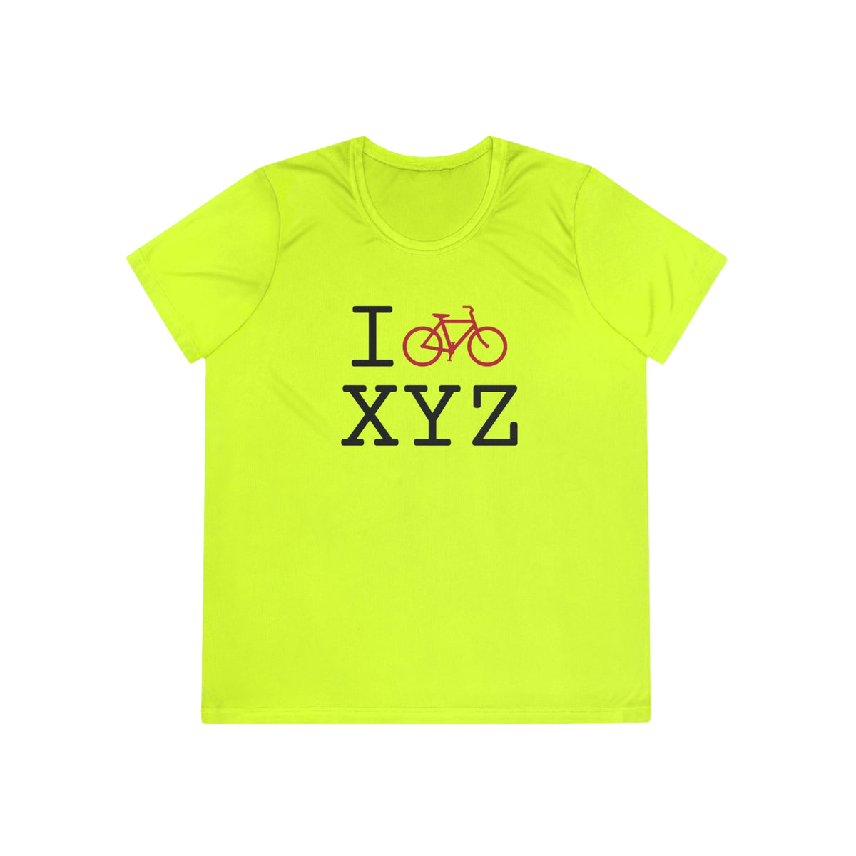 I Bike women's athletic T, crimson bike