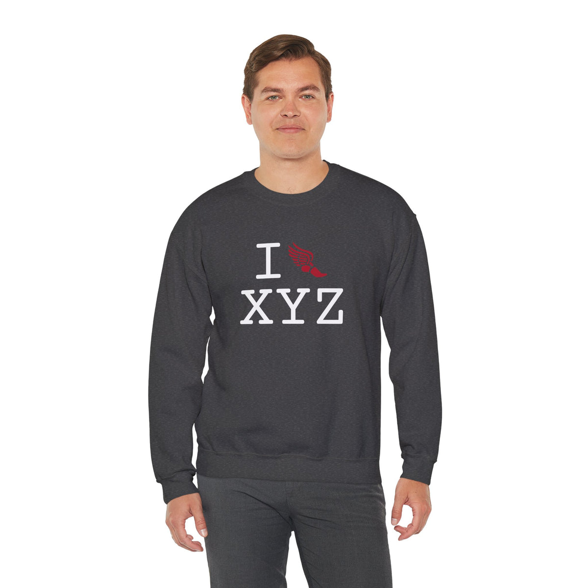 I Run sweatshirt, red logo