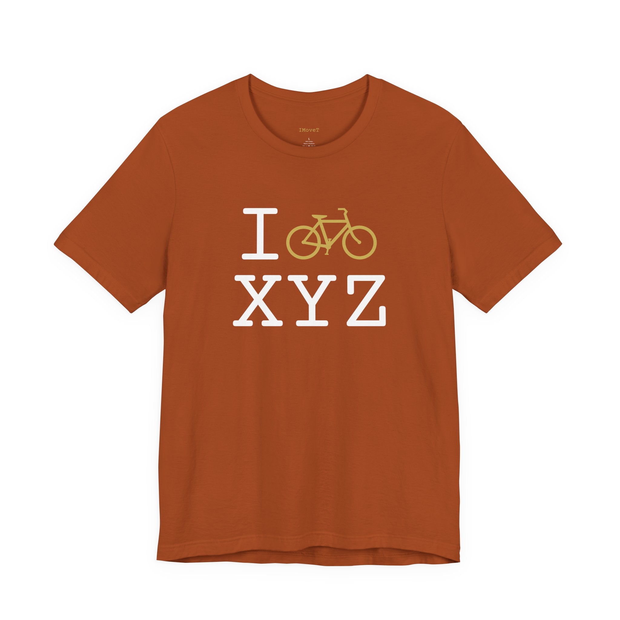 I Bike ___ unisex T, gold bike
