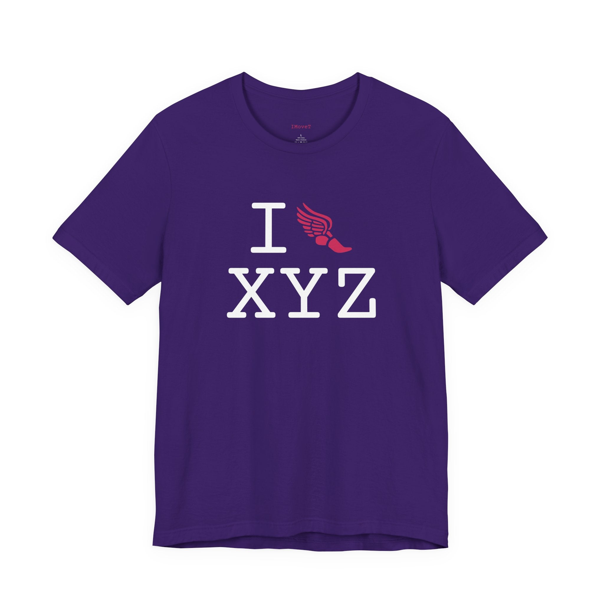 I Run ___ unisex T, hot pink logo