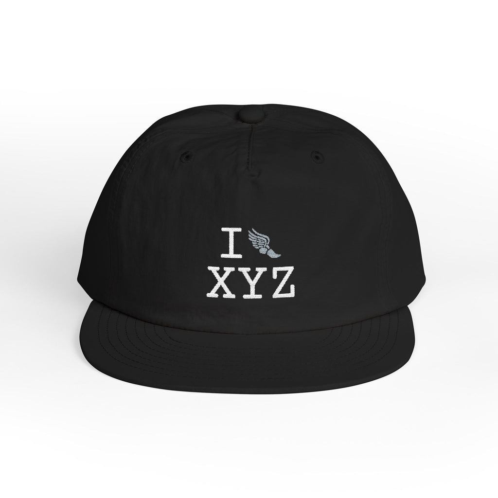 I Run athletic hat, grey logo